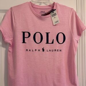 Ralph Lauren Pink Tee with Navy Logo